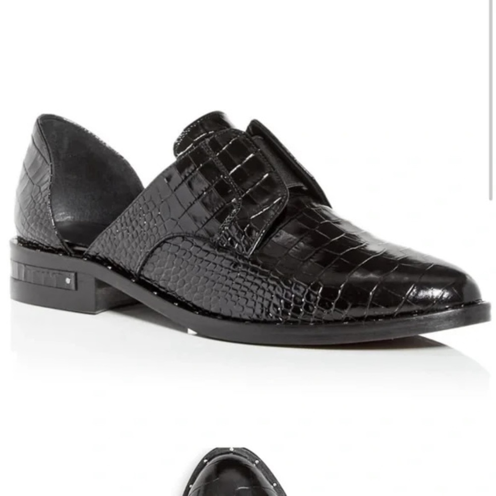 Freda Salvador Laceless D’Orsay Oxford in Black Croc 7.5 M